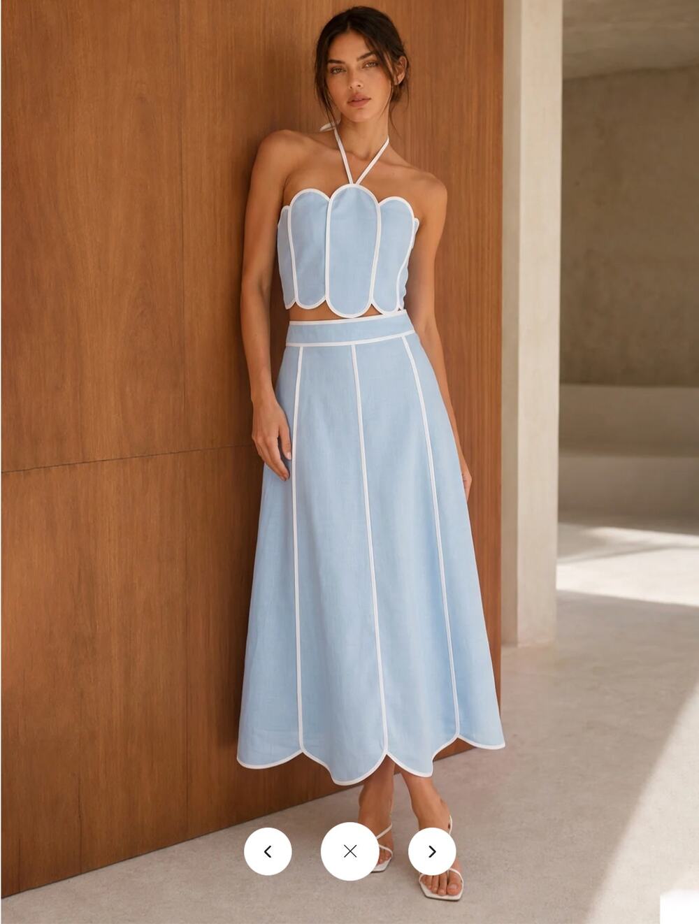 NWT Commense Scallop Trim Halter Crop Top & Skirt Set Sz L